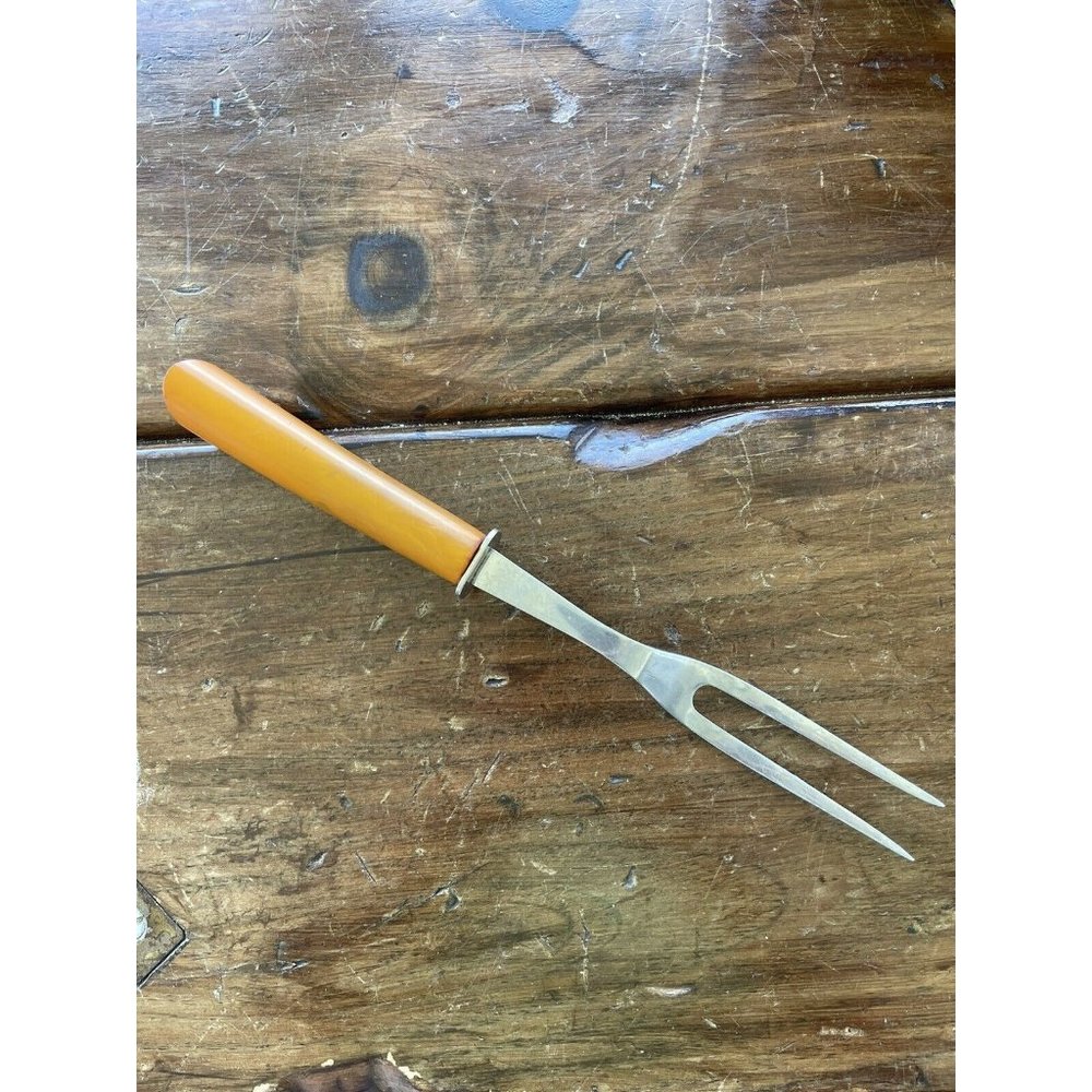 Bakelite Catalan Mustard Butterscotch Serving Fork Vintage
